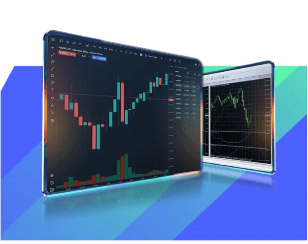 Trading charts on a tablet and a second screen