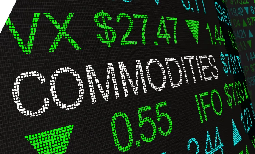 A commodities price ticker board