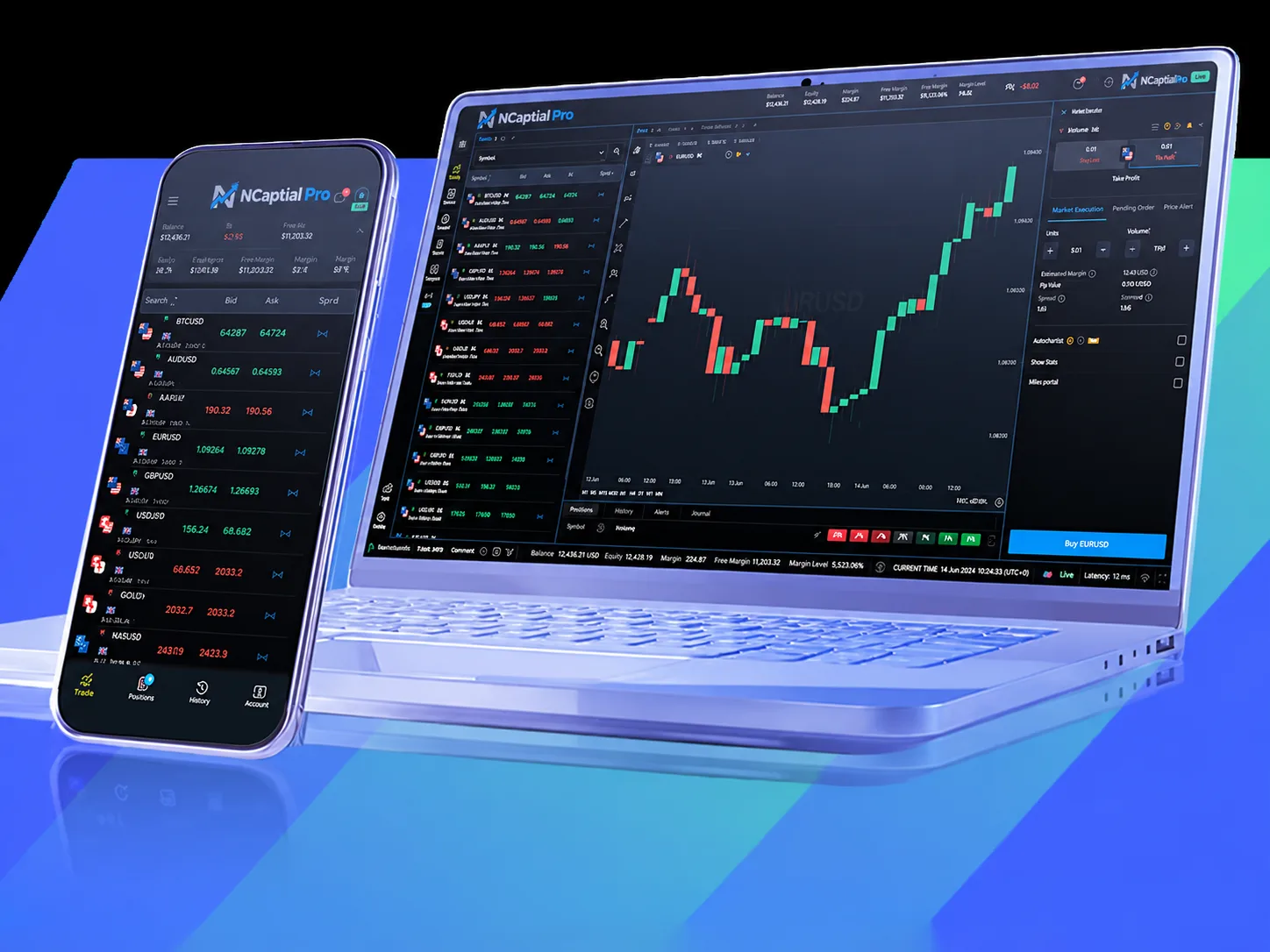 Orion Capital trading platform on a laptop and phone